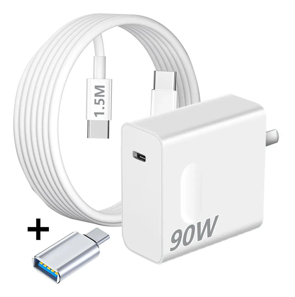 90W Cargador Tipo C 20v Compatible Con Huawei MateBook D14/D15/D16/X Pro/14s/16s/13/13s Cargador Laptop Super Carga,Tipo C Compatible con Honor,Lenovo,HP,Apple,Asus y Acer con 1,5m cable, Allaceryvva