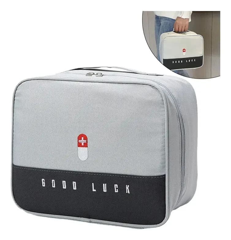 Botiquín De Primeros Auxilios Vacío, Bolsa Organizadora De Suministros Médicos Y Kit De Trauma Para Viajes, Senderismo, Camping, Mochilero Y Ciclismo, Color Gris