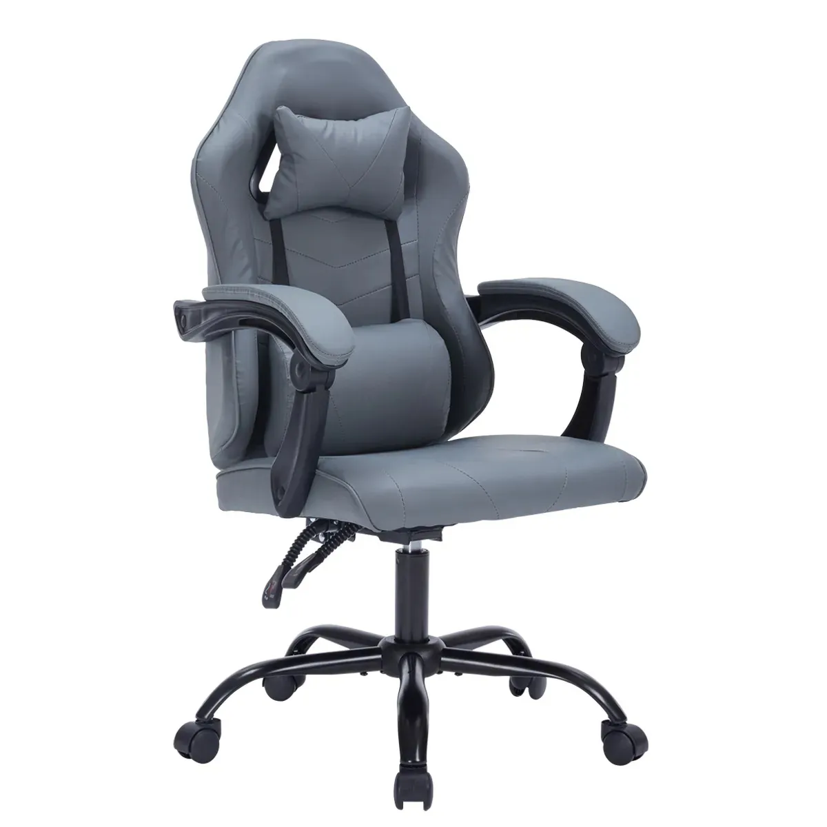 Silla Gamer Ergonomic, reclinable, giratoria and super cómoda With Apoyacabezas and Lumbar Support, desktop, sintetic leather, grey