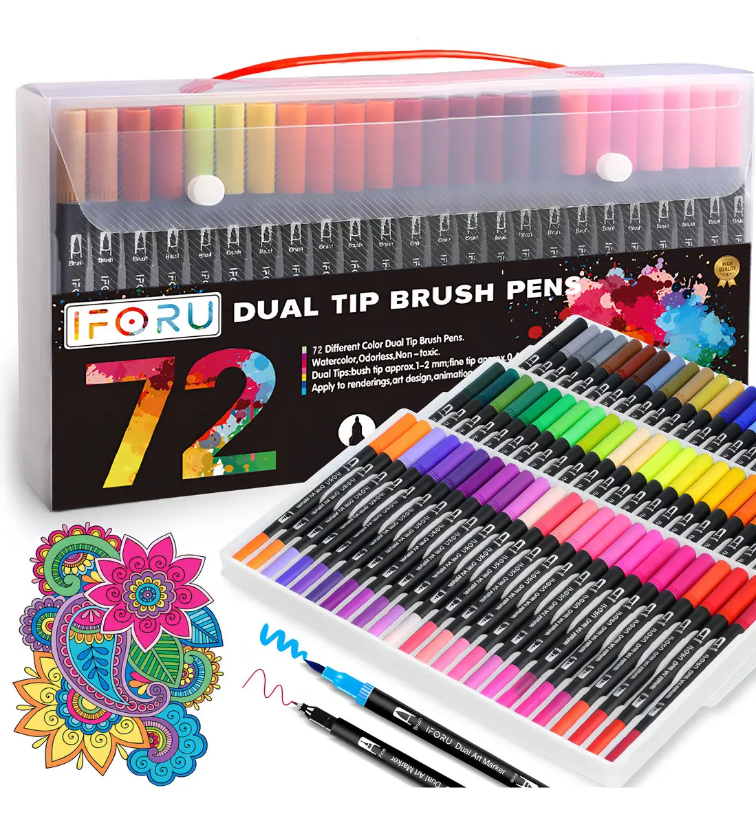 Plumones Iforu Doble Punta 72 Colores Brillantes Para Colorear Sobre Papel