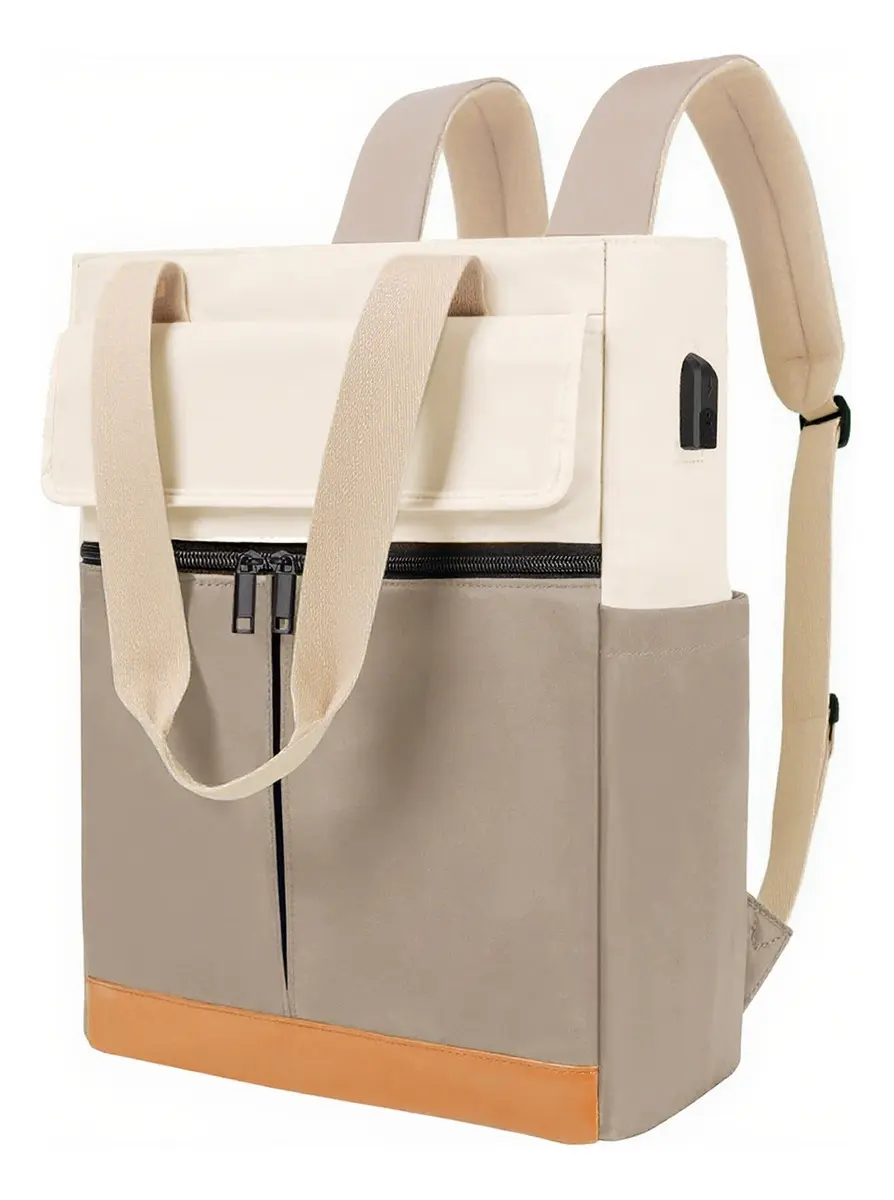 Mochila Para Laptop 15.6 Pulgadas Antirrobo Y Impermeable Mochilas De Escolar Viaje Aprobado Por Avión 10kg,Diseño Moderno Casual, Bolsa Multiusos Para Desplazamiento Diario,con Puerto USB,Color Caqui