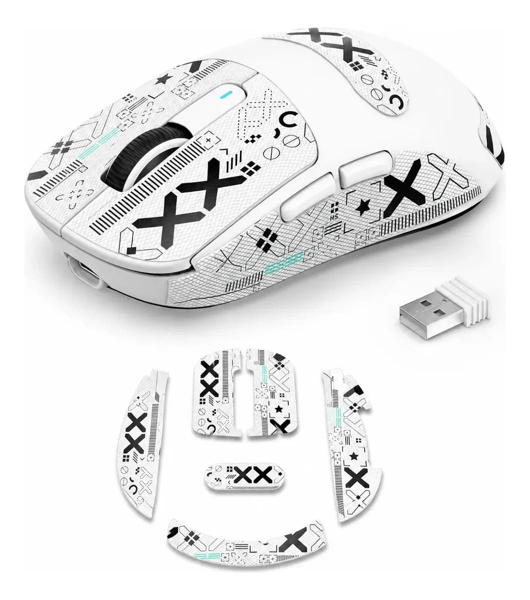 Mouse Inalambrico Gamer Attack Shark X3 Ultraligero 49g Ratón Gamer con Sensor PAW3395 Profesional 26K DPI 1K HZ 300mAh Tri-Modo 2.4G Bluetooth Cable Mouse Ergonomico para FPS, Blanco