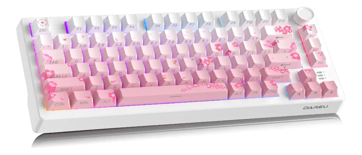 Teclado Mecánico Dareu EK75 Pro Inalámbrico 75% Gasket Rosa Pálido con Switch Dream Lineal Hotswappable