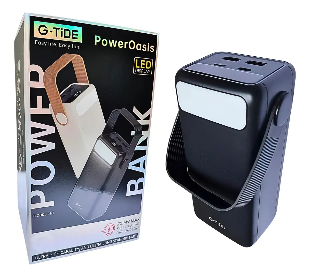 Power Bank G-tide Oasis 40,000mah Con Carga Rápida Y Lámpara Color Negro