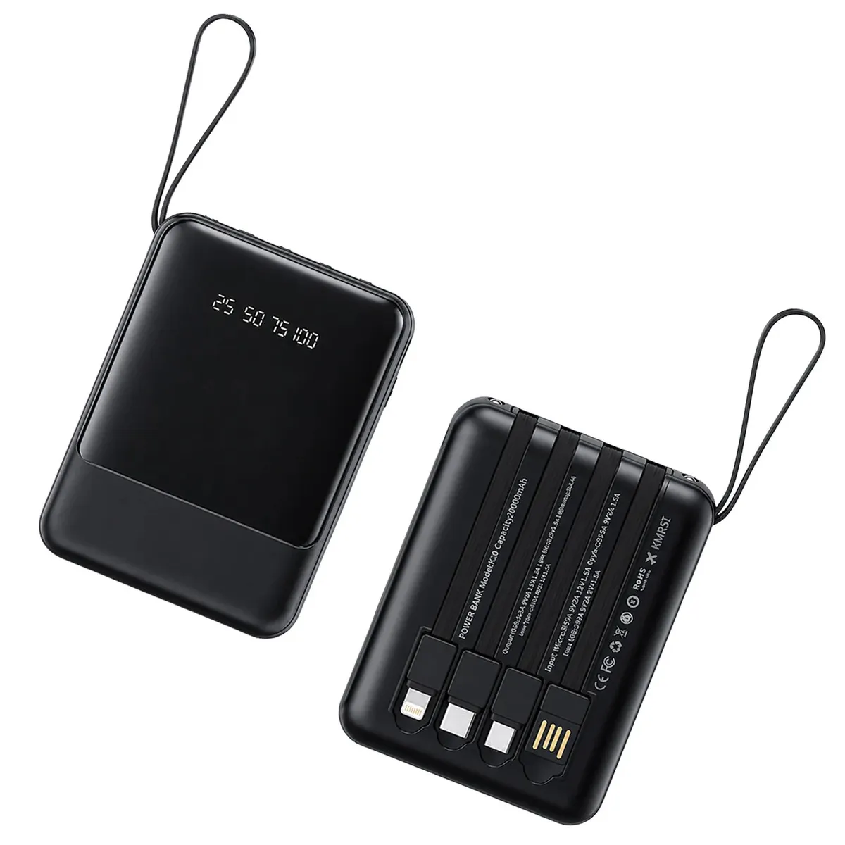 Power Bank Batería Portátil De 20000mah,,equipado Con Linterna Integrada Externa Con 4 Salidas Y 2 Entradas, Compatible Con Dispositivos Android E iPhone, Práctico Para Uso Diario Y Viajes