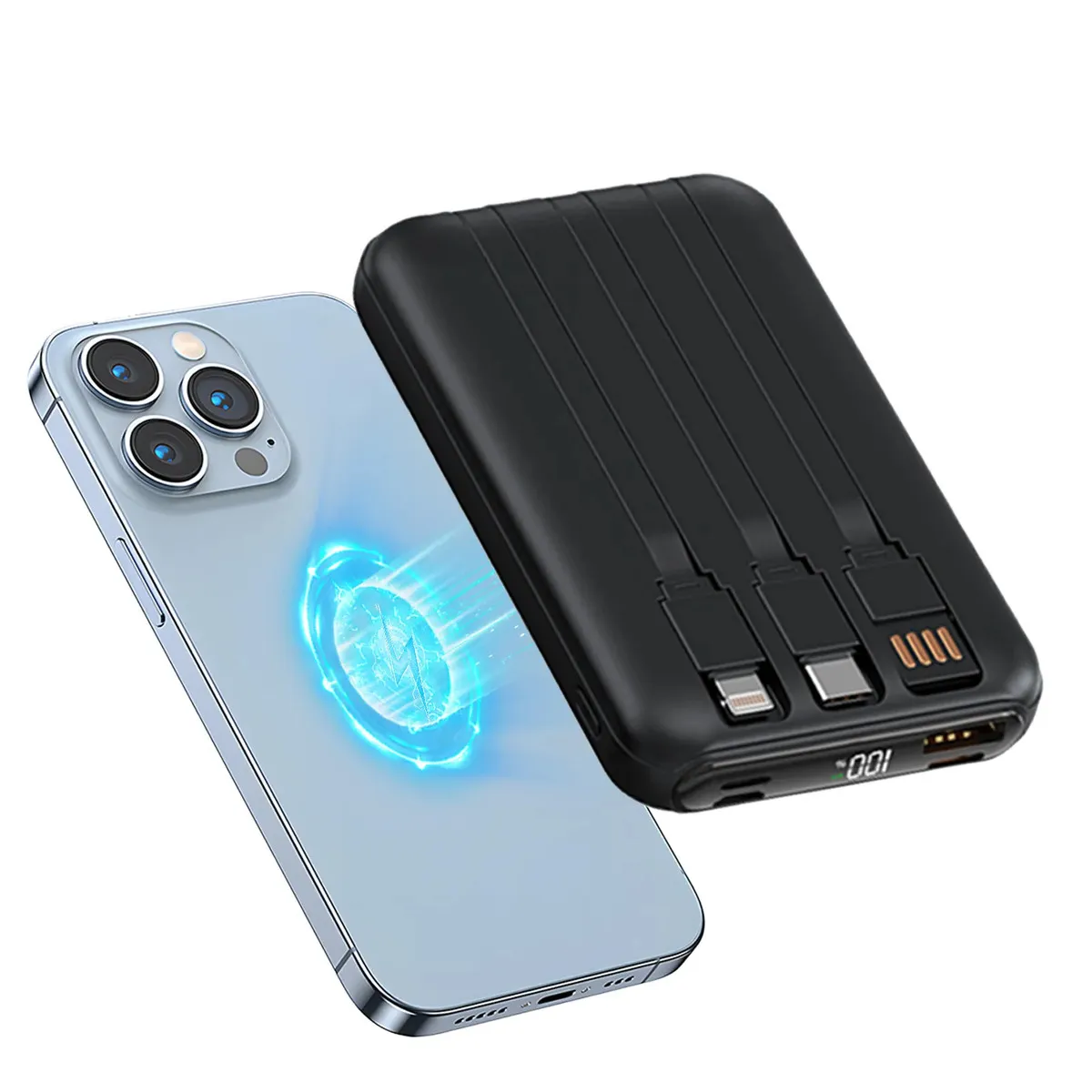 Power Bank Magnético Inalámbrico de 10000 mAh para Carga Rápida con Pantalla LED