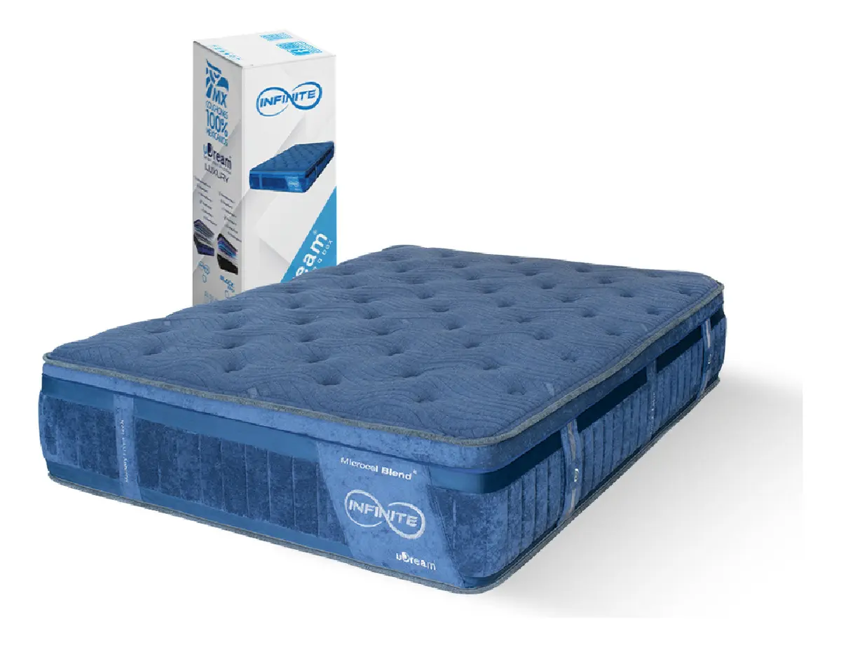 Colchón Matrimonial Udream Infinite De Lujo 36 Cm Alto Azul Acero