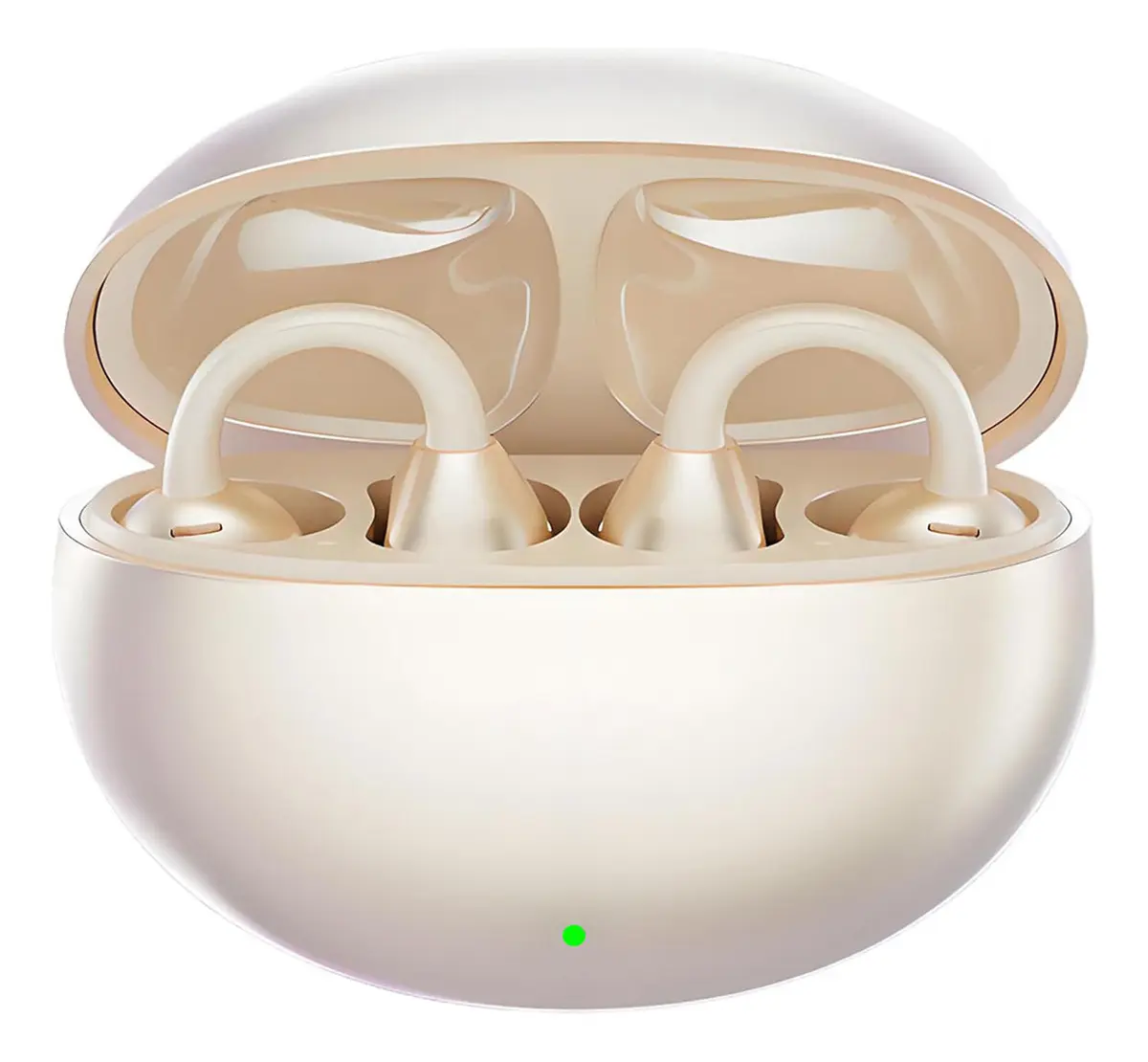 Audífonos Zvowo Clip Ear Bluetooth Inalámbrico Impermeable Ipx6 Micrófono Hd Integrado Cancelación De Ruido Earbuds Headphones Gamer Open Ear Deportivos Para Oídos Headset Luz Led Azul Color Beige