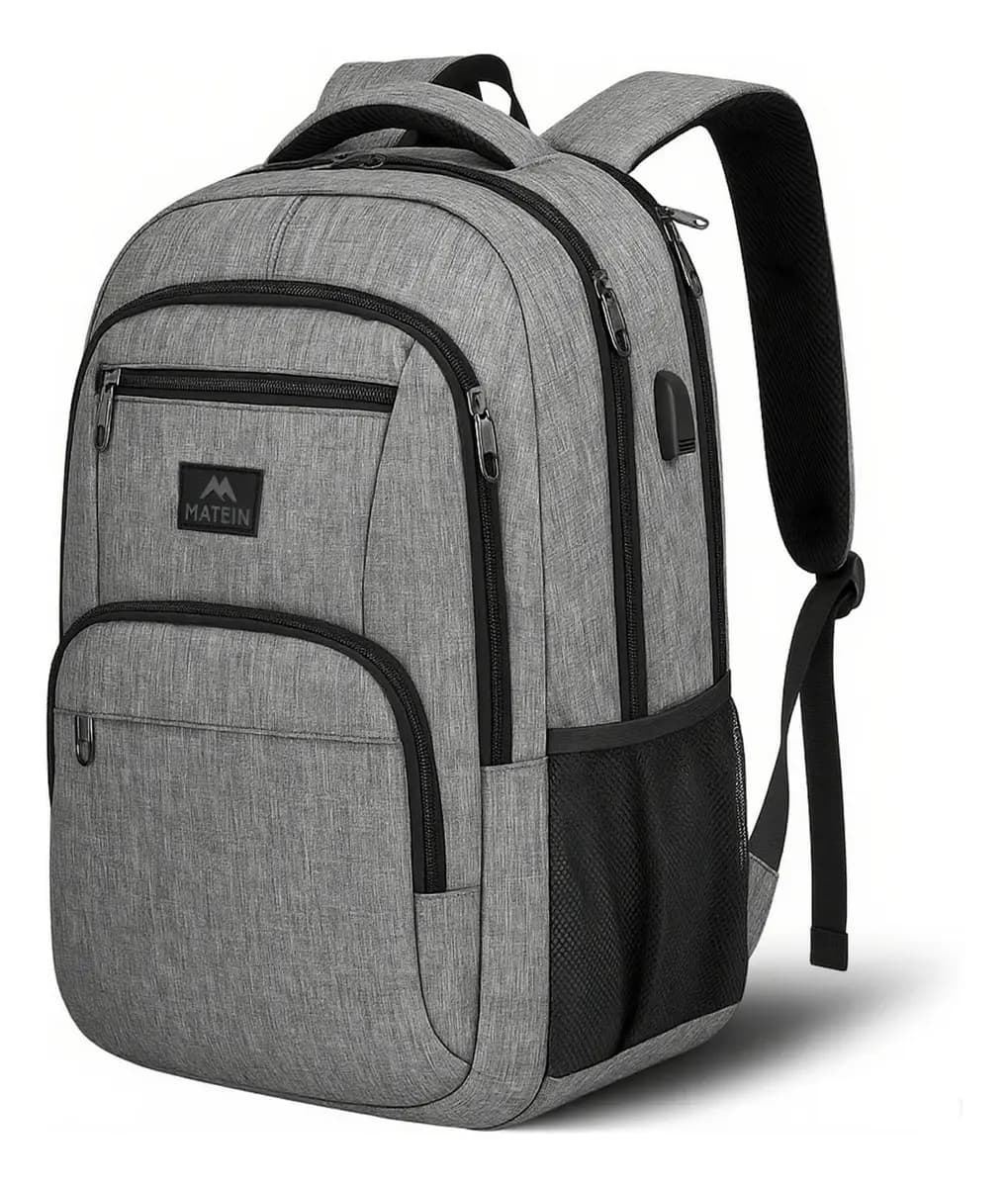 Mochila De Viaje Gris MATEIN 1331, Impermeable, Antirrobo, Mochila Para Puerto USB, TSA, Gran Capacidad, Para Trabajo, Viaje Y Oficina