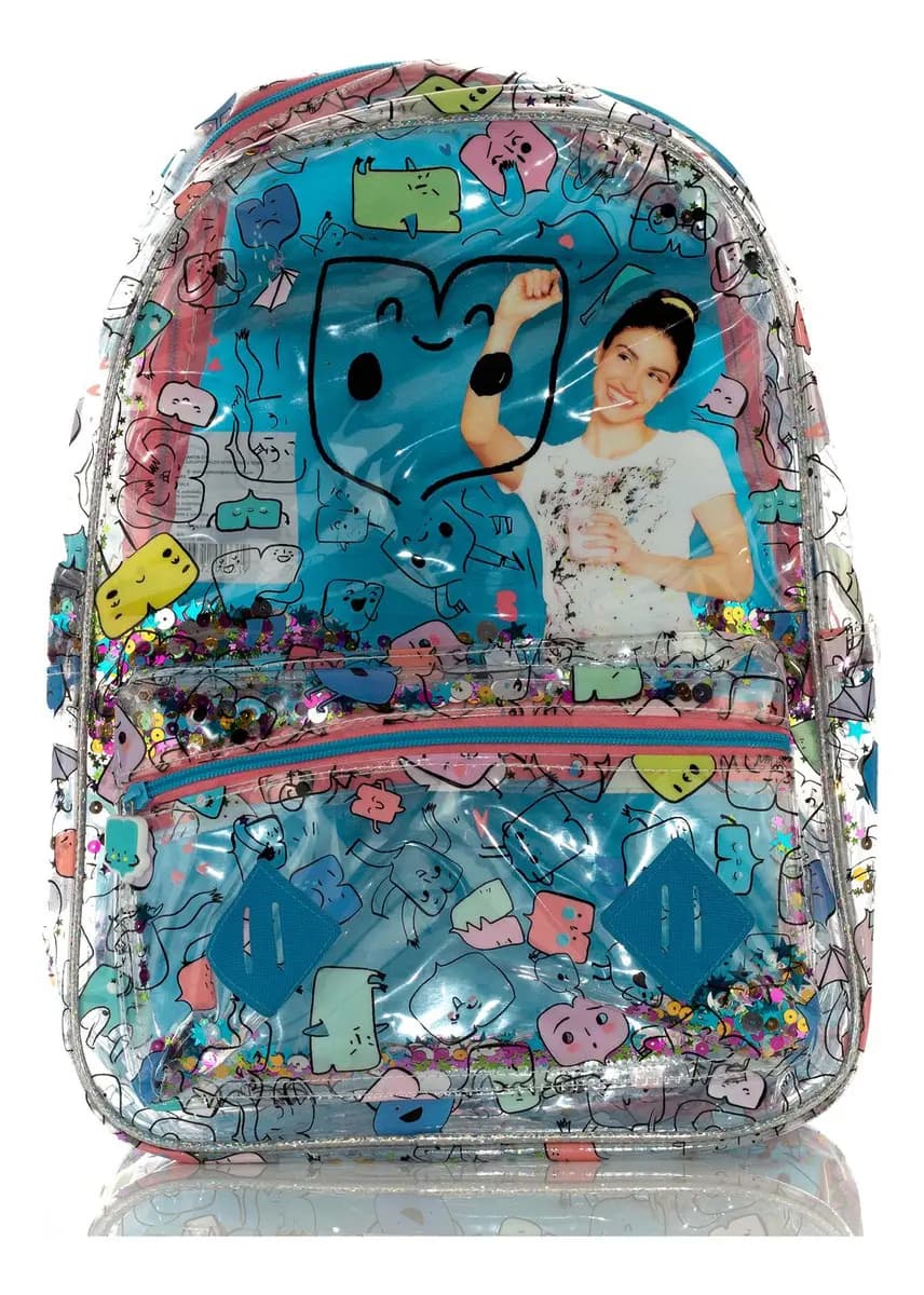 Mochila Escolar Atmpacks 0331 Color Azul Diseño Transparente 19.14l