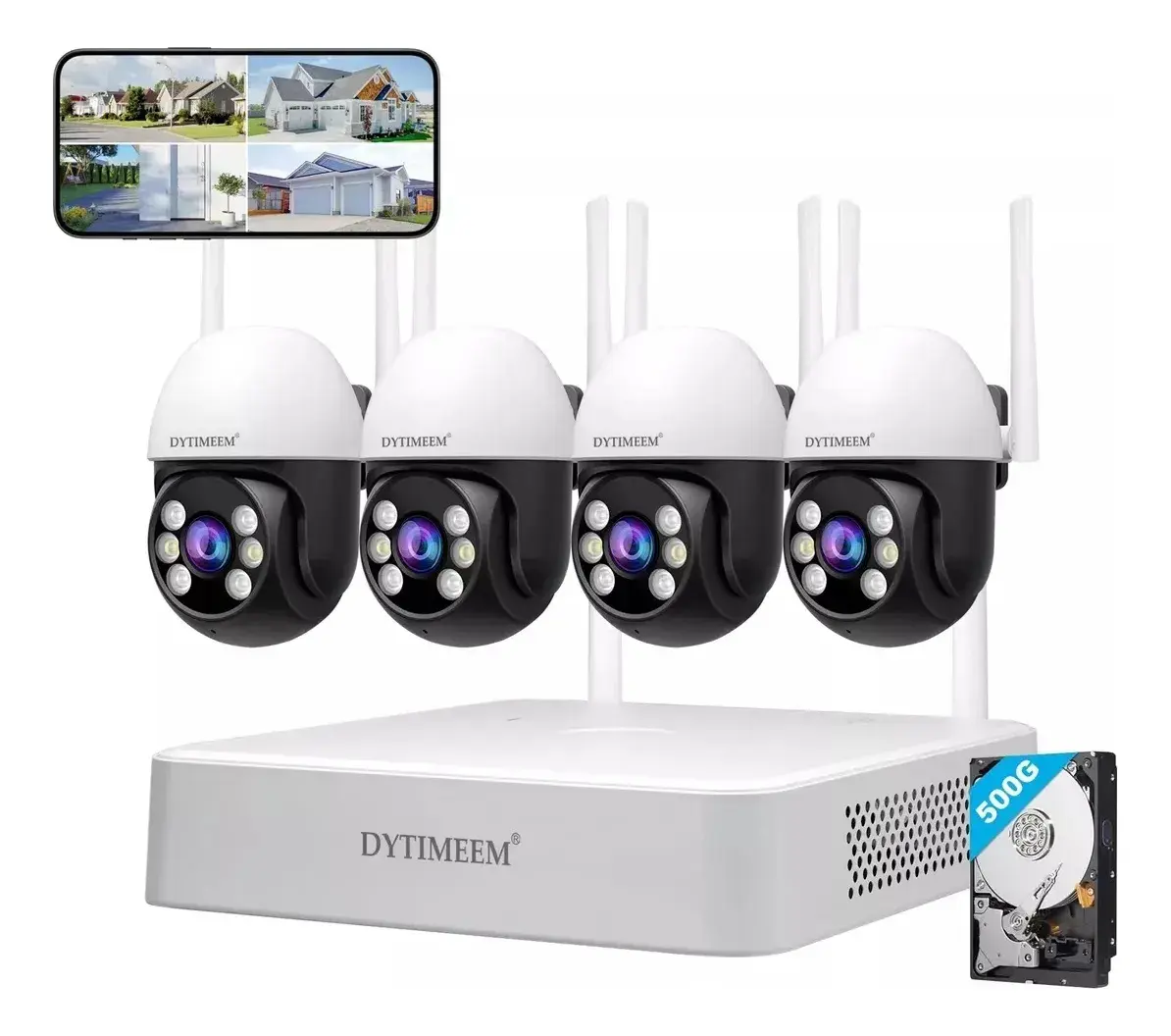 Kit De Cámaras De Seguridad 2mp 4 Cámaras Nvr 500g Dytimeem