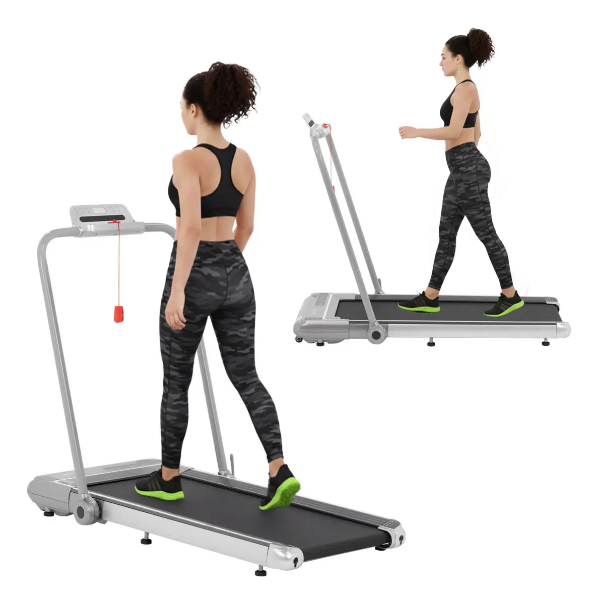 Caminadora Electrica Fitness 12 Km/h Plegable Walking 2 En 1 Plateado