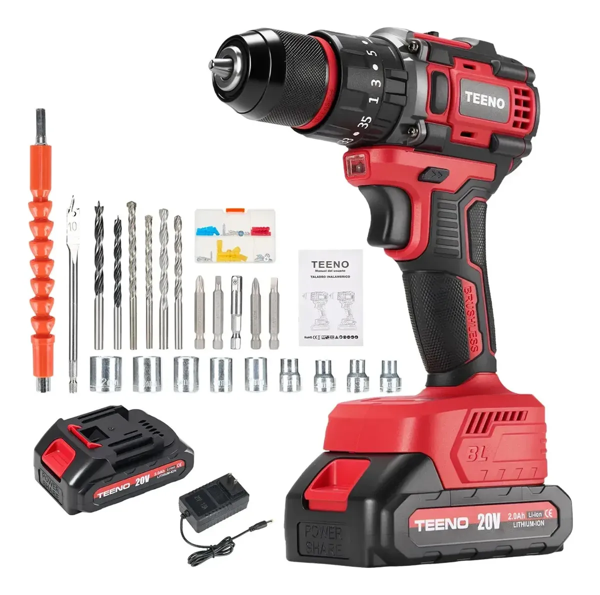 Taladro Inalambrico 3/8 Teeno Sin Escobillas Ats-714