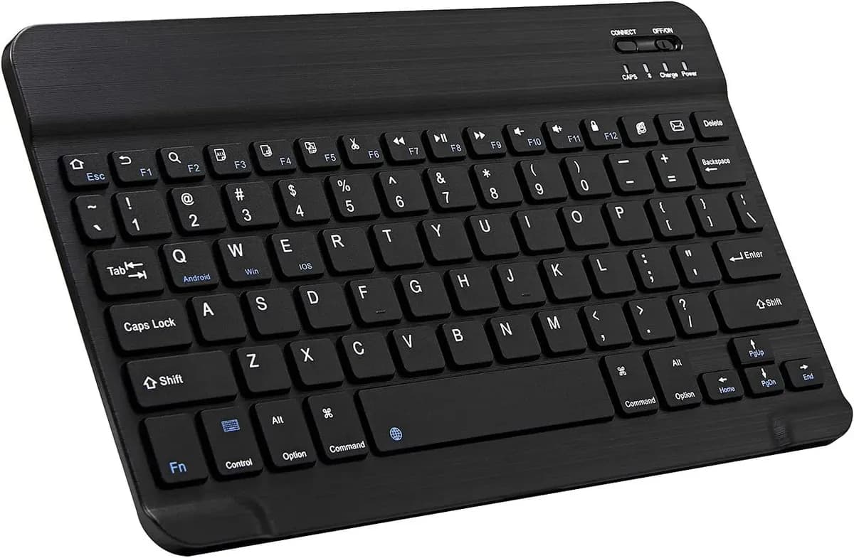 Black Bluetooth Keyboard — A portable wireless keyboard, full-size ultra-thin keyboard with rechargeable functionality, suitable for Windows tablets and laptops, ideal for business trips and work