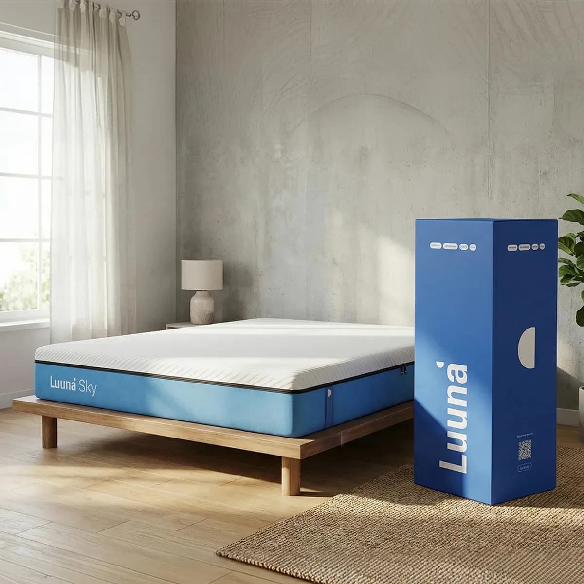 Colchón Matrimonial En Caja Luuna Sky Memory Foam Firme Blanco