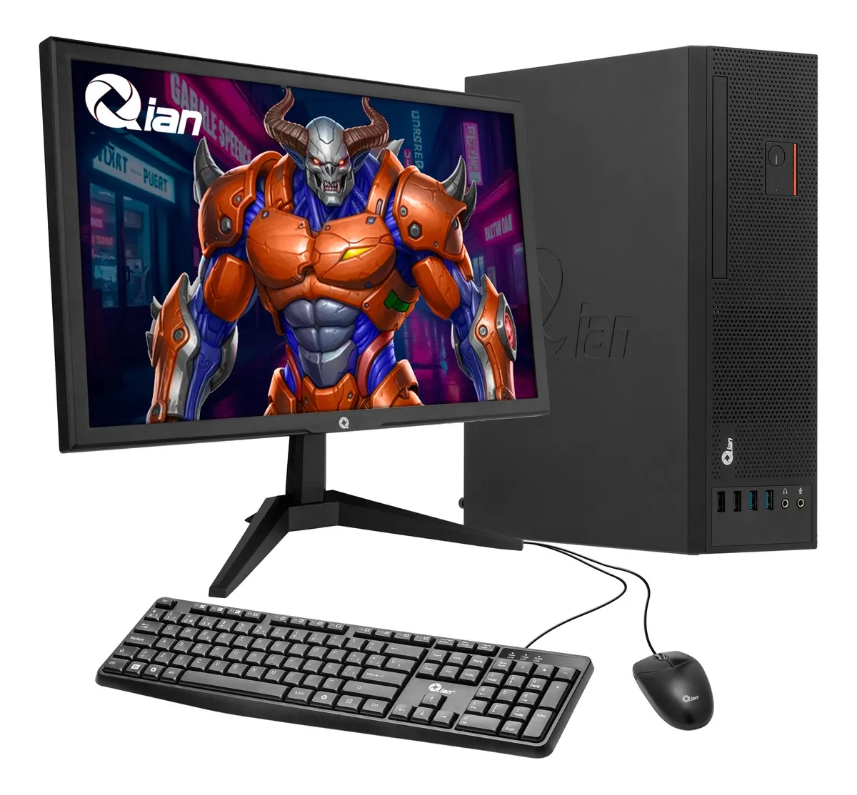 Pc Qian, Intel Core I5 10400t 3.60 Ghz, 8gb Ddr4 3200mhz, 256gb Ssd, 500w, Teclado/mouse, Monitor 19 ,qpi-op3140ta-25m