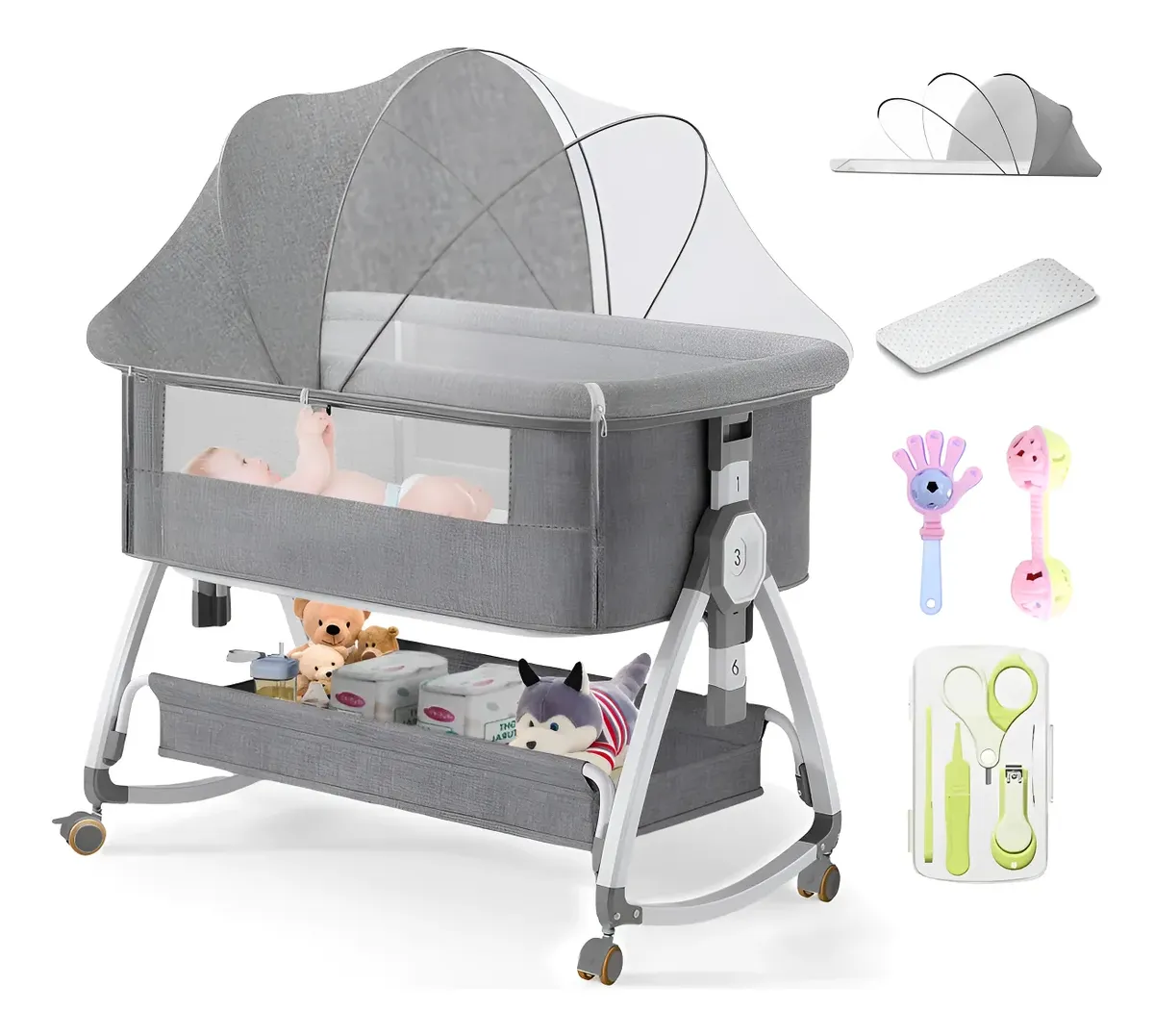 Cuna Bebes Plegable 4 En 1 Ruedas Mosquitero Cambiador