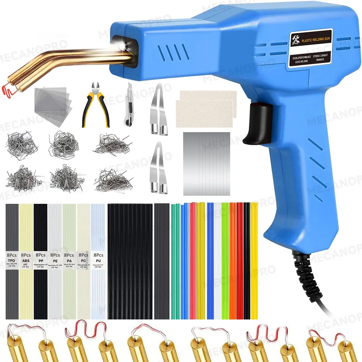 Mecanopro® Inversora Portable Soldar Machine, 110 V, Kit Completo Incluye 800 Clavos De Soldadura, 100 Varillas Múltiples