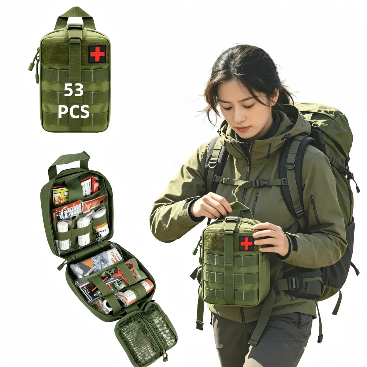 Kit Primeros Auxilios Táctico Emergencia Supervivencia 53pcs