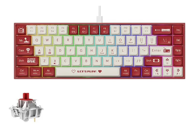 Teclado Gamer Ajazz Qwerty Cherry Mx Red Inglés Us Color Rojo Con Luz Rgb