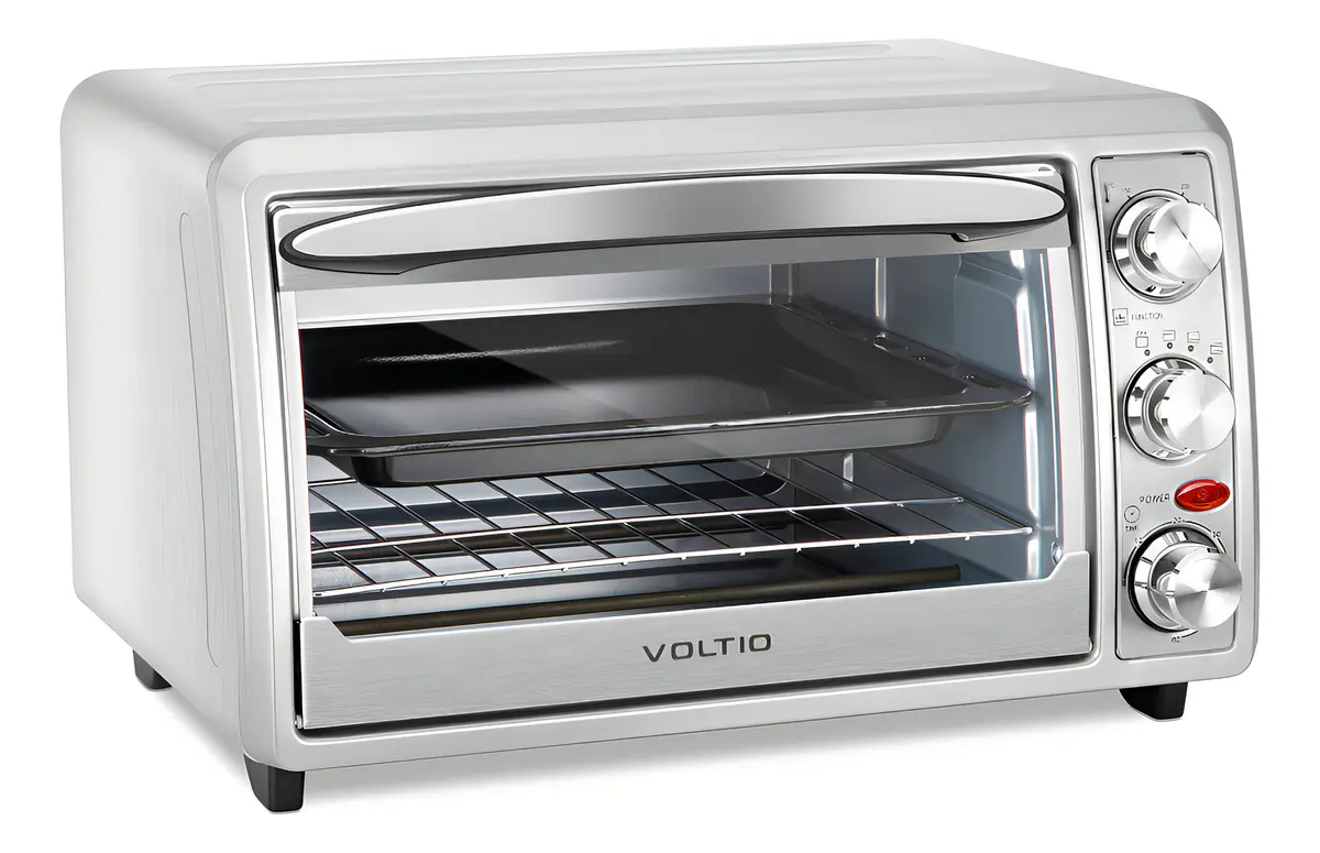 Horno Eléctrico Tostador De Mesa 24 Lt Acero Inoxidable 1500 W Con Temporizador 60 Minutos Bandeja Extraible Voltio