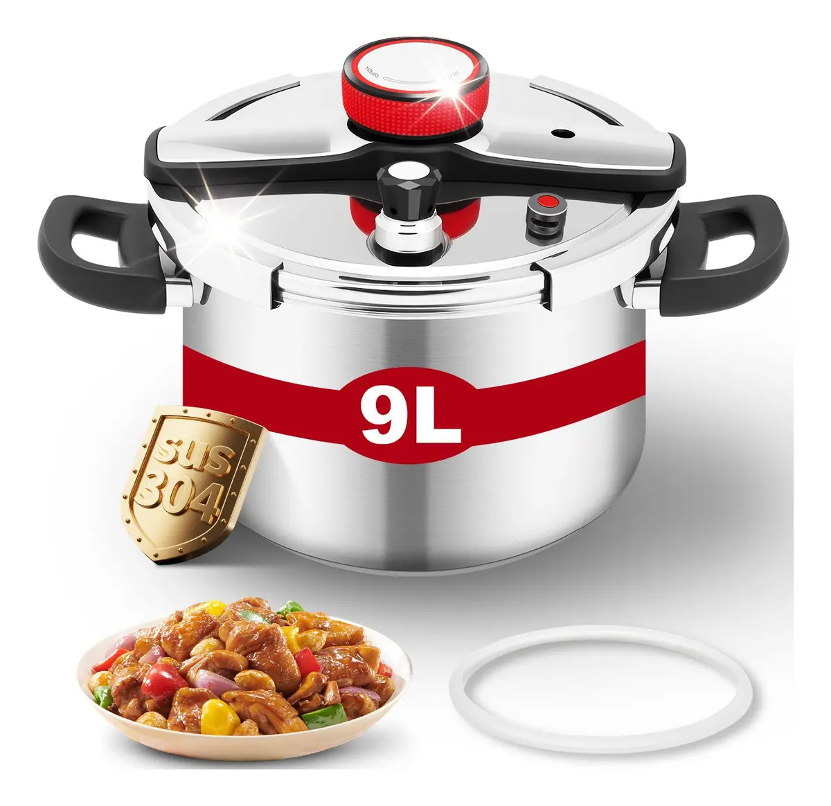 9l Olla Express De Presion Acero Inoxidable Seguridad