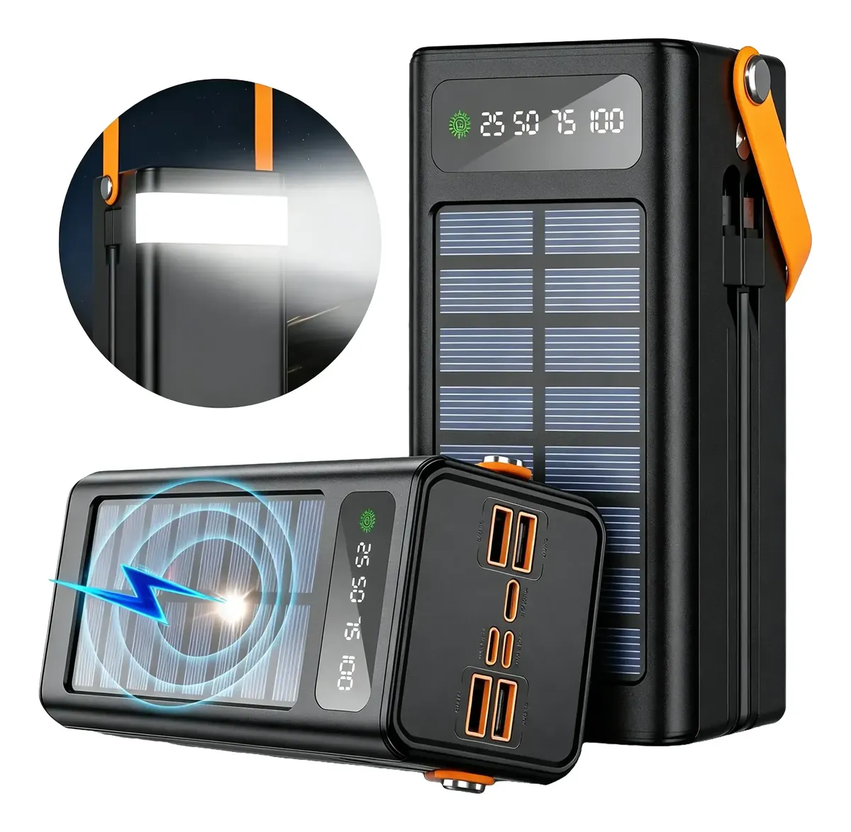 Power Bank Solar Portátil Batería Carga Rápida 50000mah