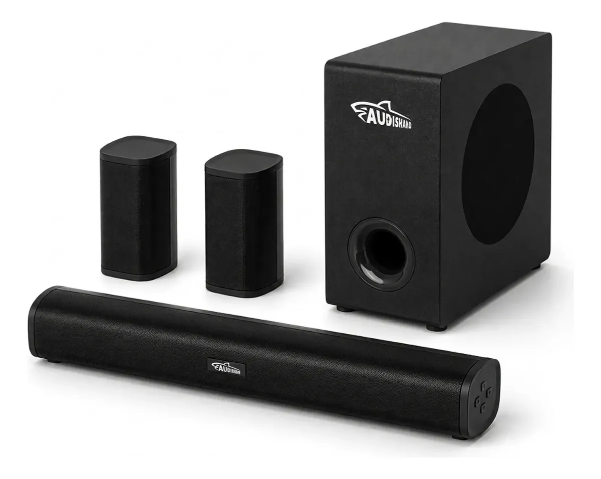 Home Theater 5.1 Canales Barra De Sonido 280W Con Subwoofer Audishako BS-880, Teatro En Casa Con 3 EQ Mods Bluetooth Negro Control Remoto