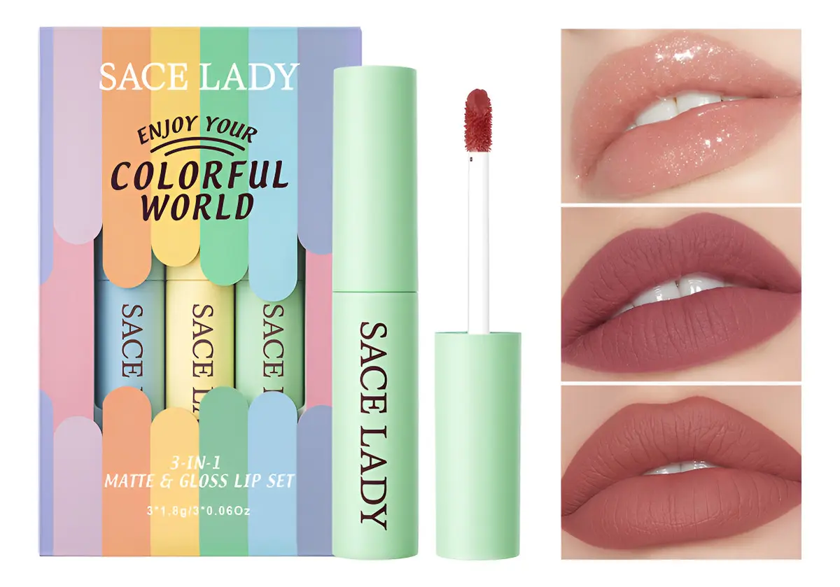 Sace Lady Set de Labiales Líquidos 3 en 1 Mate y Gloss, Hidratantes y de Larga Duración