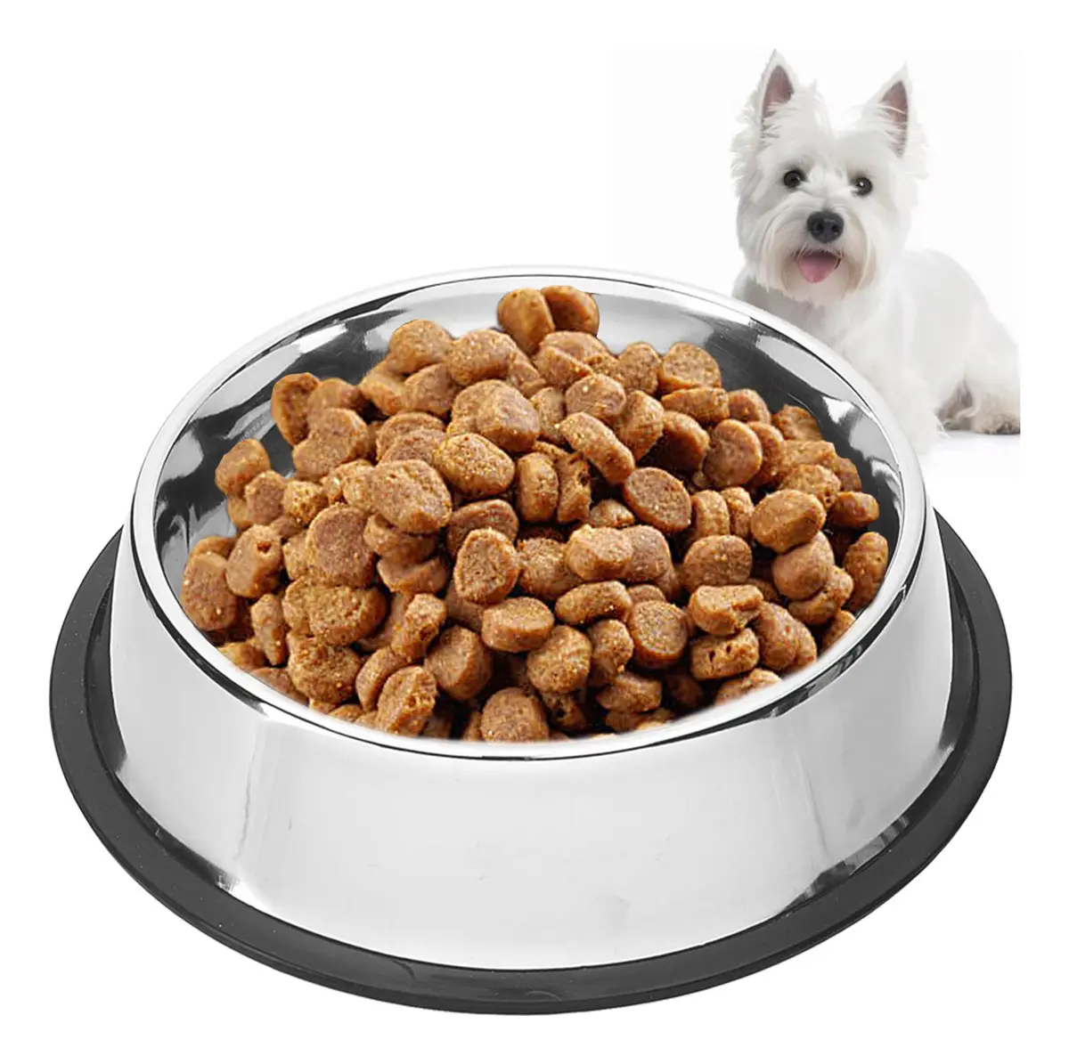 Pet King - Tazon De Acero Inoxidable Antiderrapante Para Perro Mediano 24oz (700 ml) Color Plata PK3081