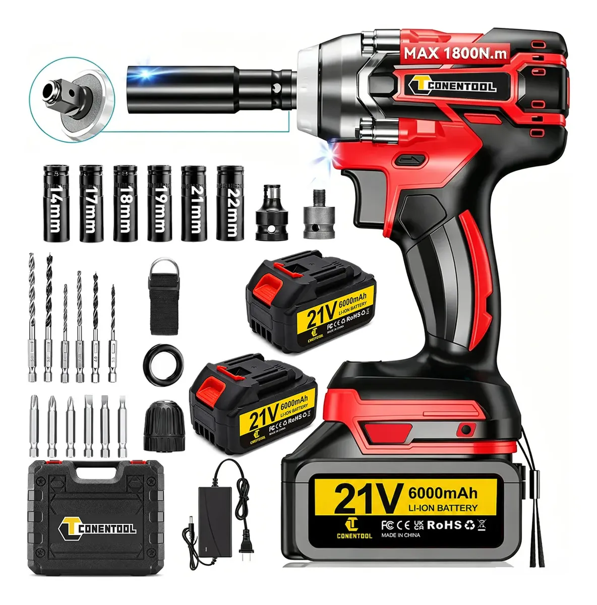Pistola Impacto Llave Taladro Inalámbrica Sincarbono 850nm Con Batería