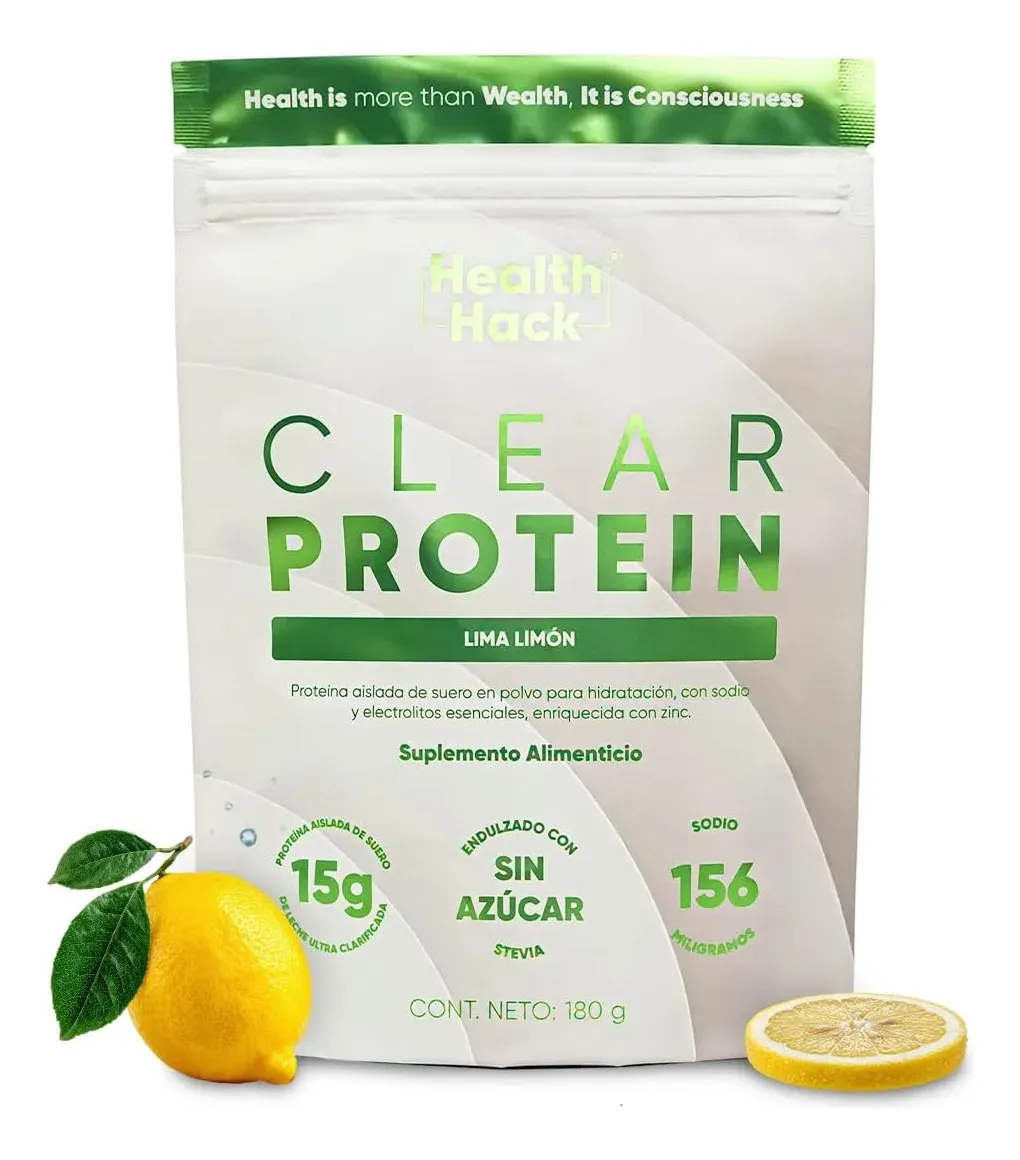 Clear Protein Water, Proteína En Polvo Refrescante con Electrolitos | Whey Aislada de Suero de Leche Dulce Sin Azúcar | 15g por Porción Sabor Lima Limón | Bebida Clear Protein Water Ligera Health hack