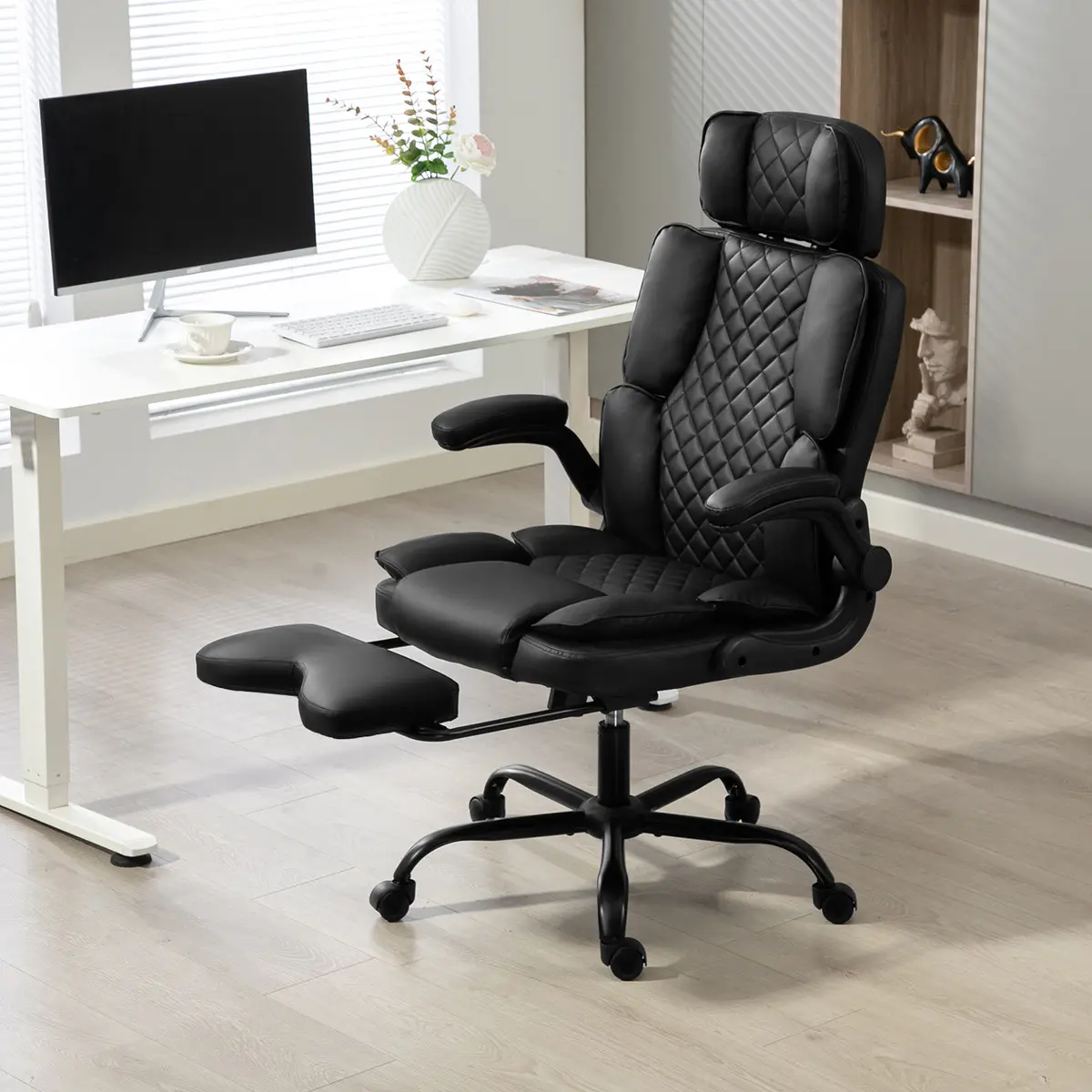 Silla Escritorio Ergonomica Hector Premium Super Acolchada Negro Cuero Pu Ecológico