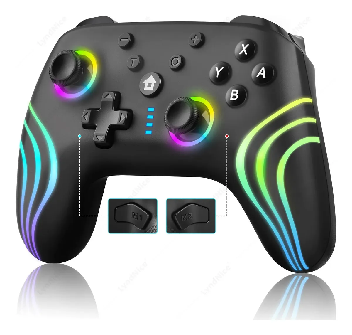 Control Inalámbrico Lyndnice P963 Para Nintendo Switch, PC y Android Con RGB, Vibración y Giroscopio
