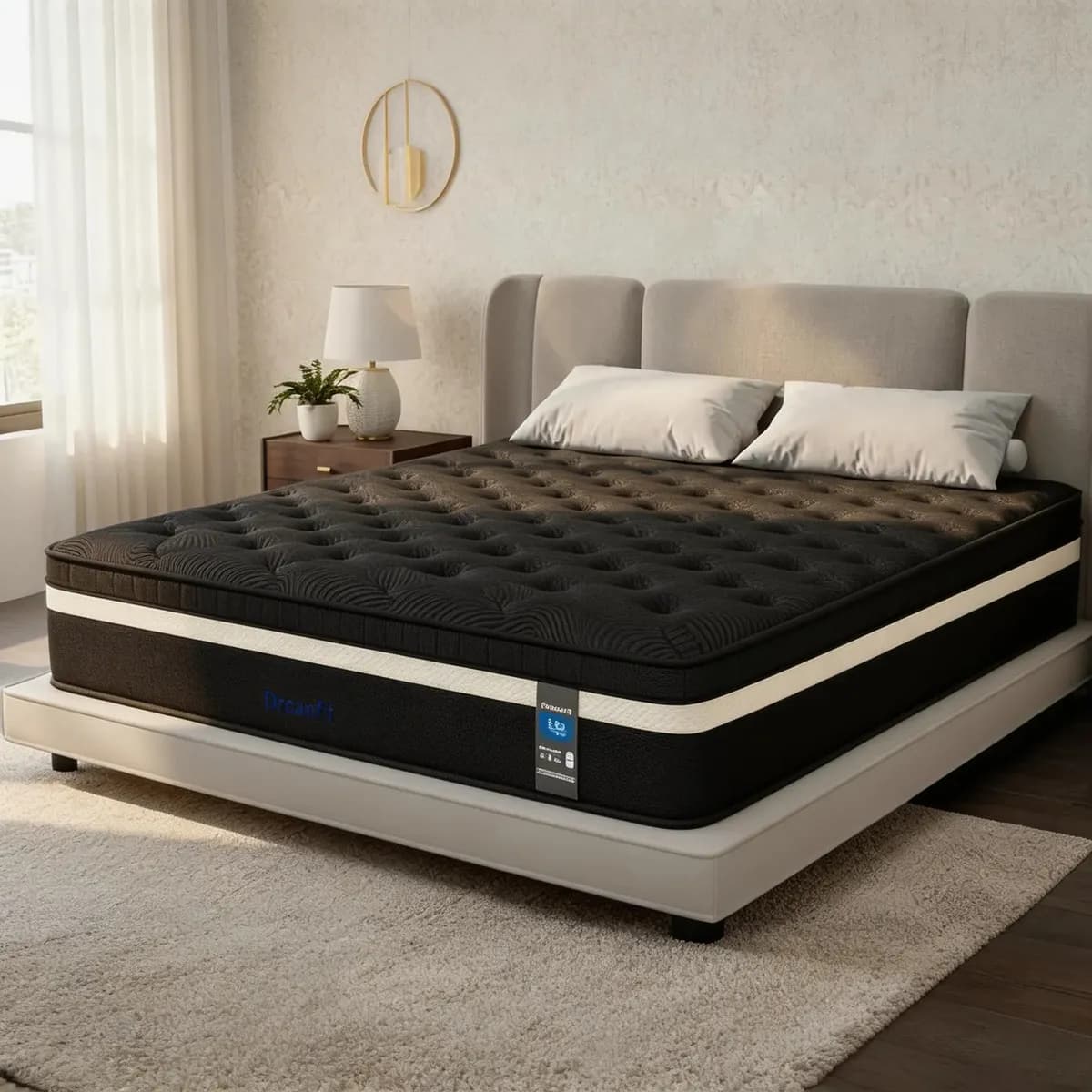 Colchón Matrimonial 30cm Ortopedico Colchon Hibrido Ergonómico Lujo Gel De Memoria Premium | Gel Viscoelástico Adaptativo | Capas Adaptables Al Cuerpo | Espuma Viscoelástica En Caja 135*190 Negro