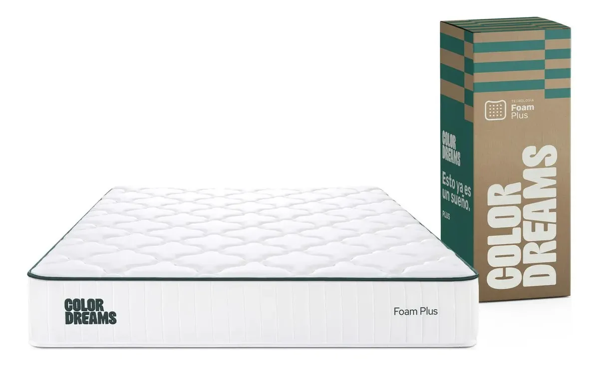Colchón Queen Color Dreams Plus Foam 23 Cm | Memory Foam Con Gel | Firmeza Media | Hipoalergénico Y Antiácaros | Transpirable | 150x190 Cm | Colchones En Caja