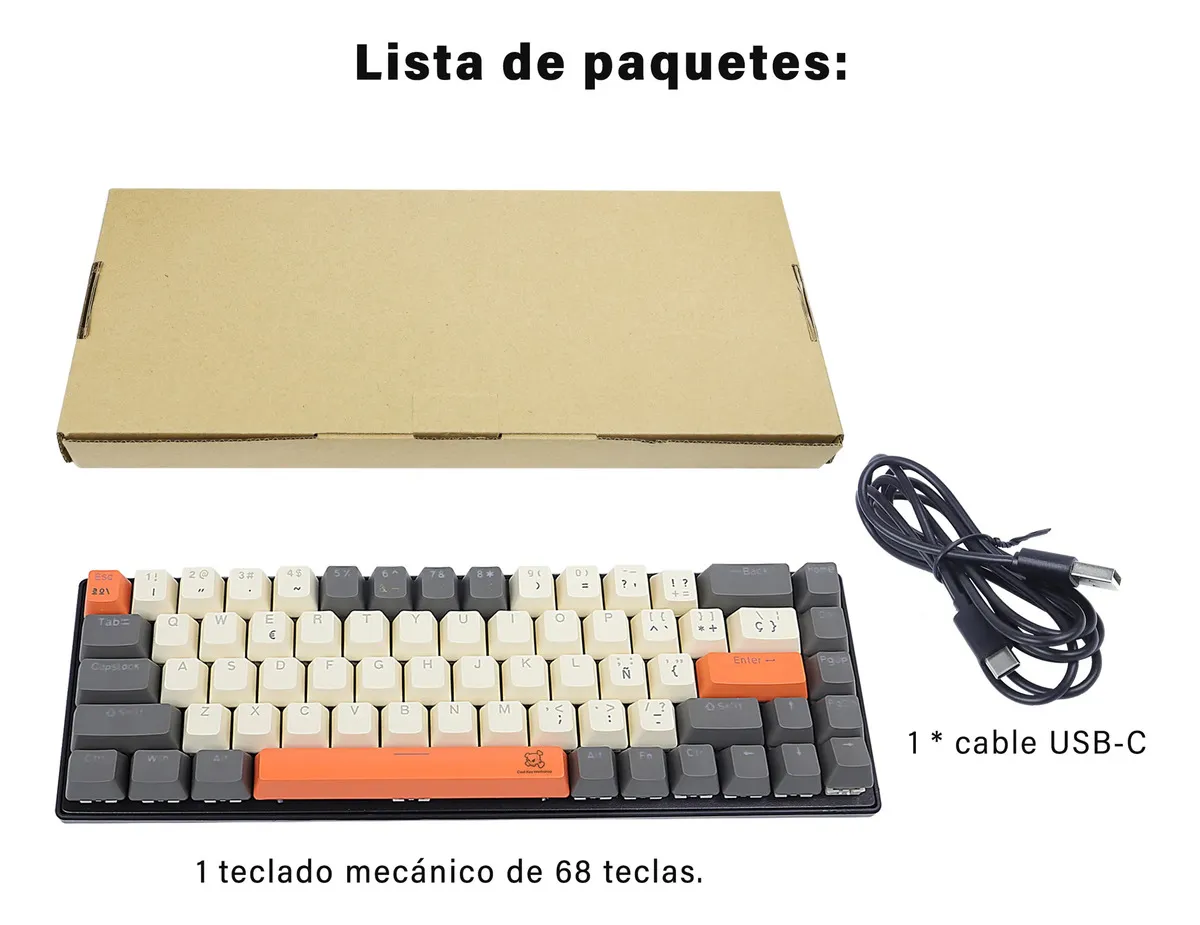 Mechanical Teclado With 68 Keyons Red Rgb In English Compatible With PC/Portátil/Windows