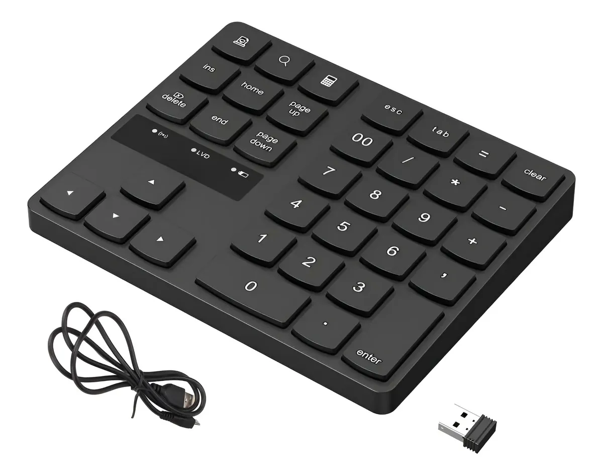 Teclado Numérico Recargable 35 Teclas Con Adaptador Usb 2.4g Negro Inglés Us