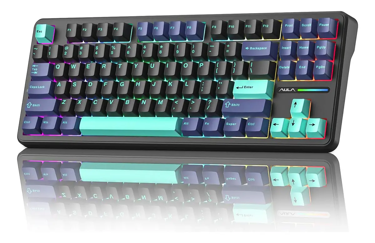 Teclado Aula F87 Mecánico Inalámbrico con Gasket, Switches Prelubricados y Hot-Swap RGB
