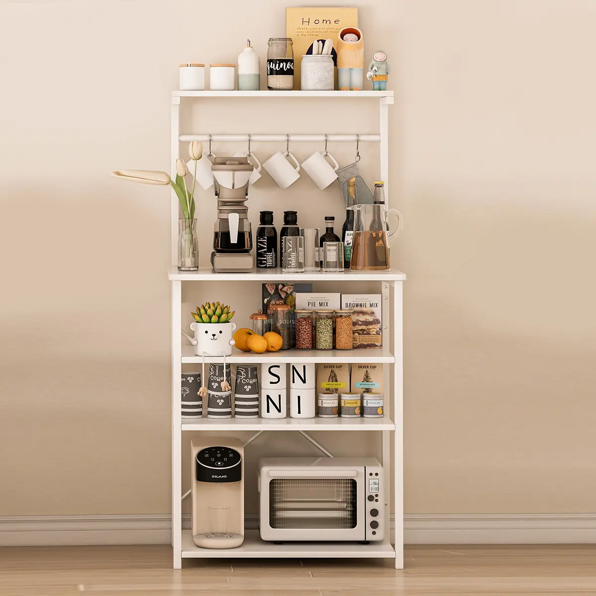 Mueble Organizador Cocina Venpara Estante Blanco para Microondas 144x60cm