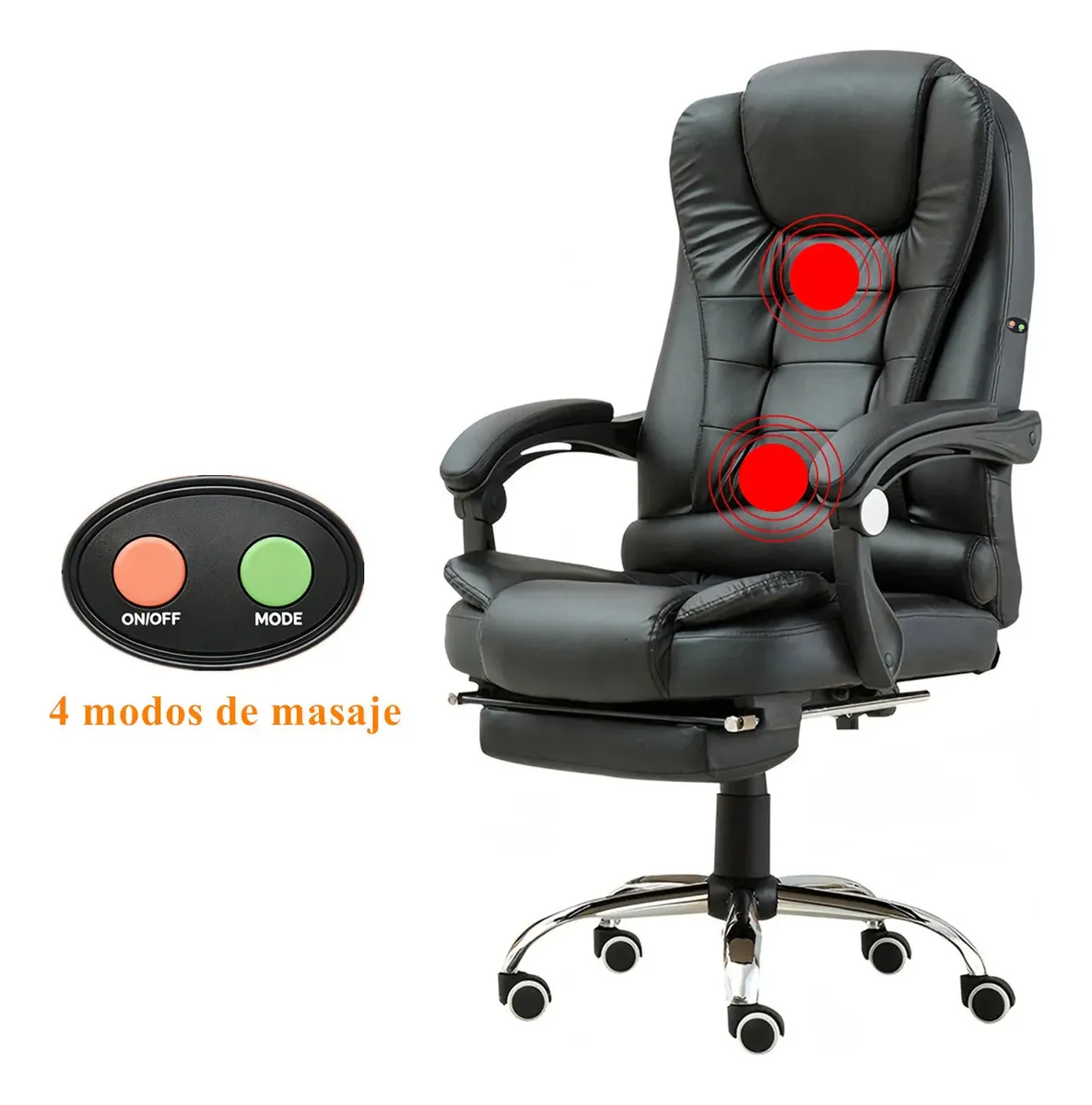 Silla De Oficina Ergonomica Con Masaje Espalda Con Masaje 4 Modos Reclinable Y Altura Regulable Soporta 160kg