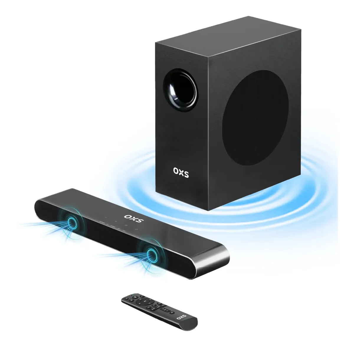 Barra de Sonido OXS S21 con Subwoofer, 300W y Bluetooth para Home Theater