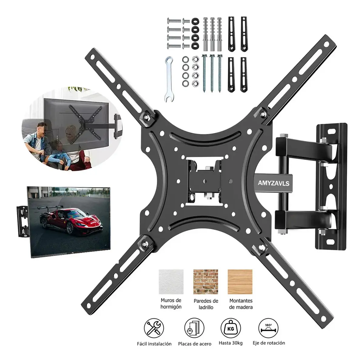 Soporte TV Amyzavls X-400 Pantalla 32-55'' Articulado e Inclinable 30kg