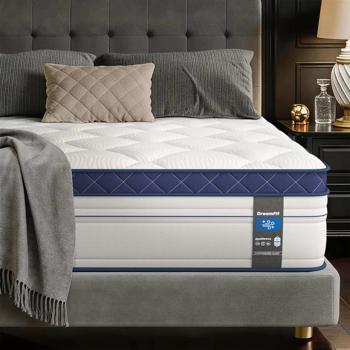 Colchón Matrimonial DreamFit Híbrido Ortopédico con Memory Foam Y Resortes En Caja
