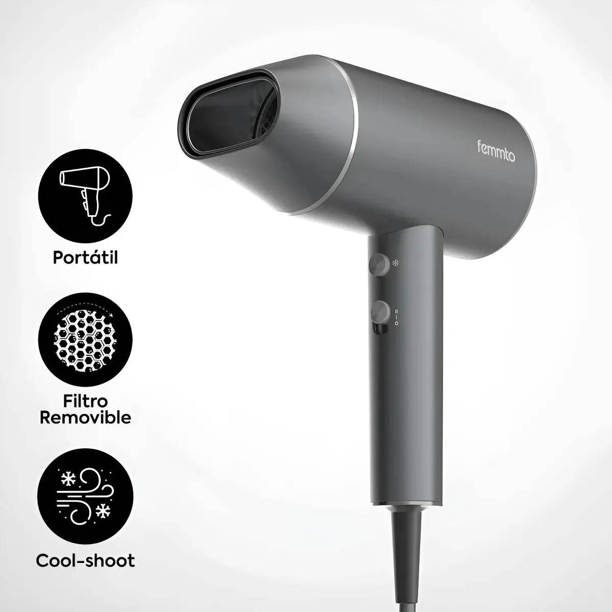 Secadora de Cabello Pelo Mini Compacta 1800W Femmto Ventus Ligero