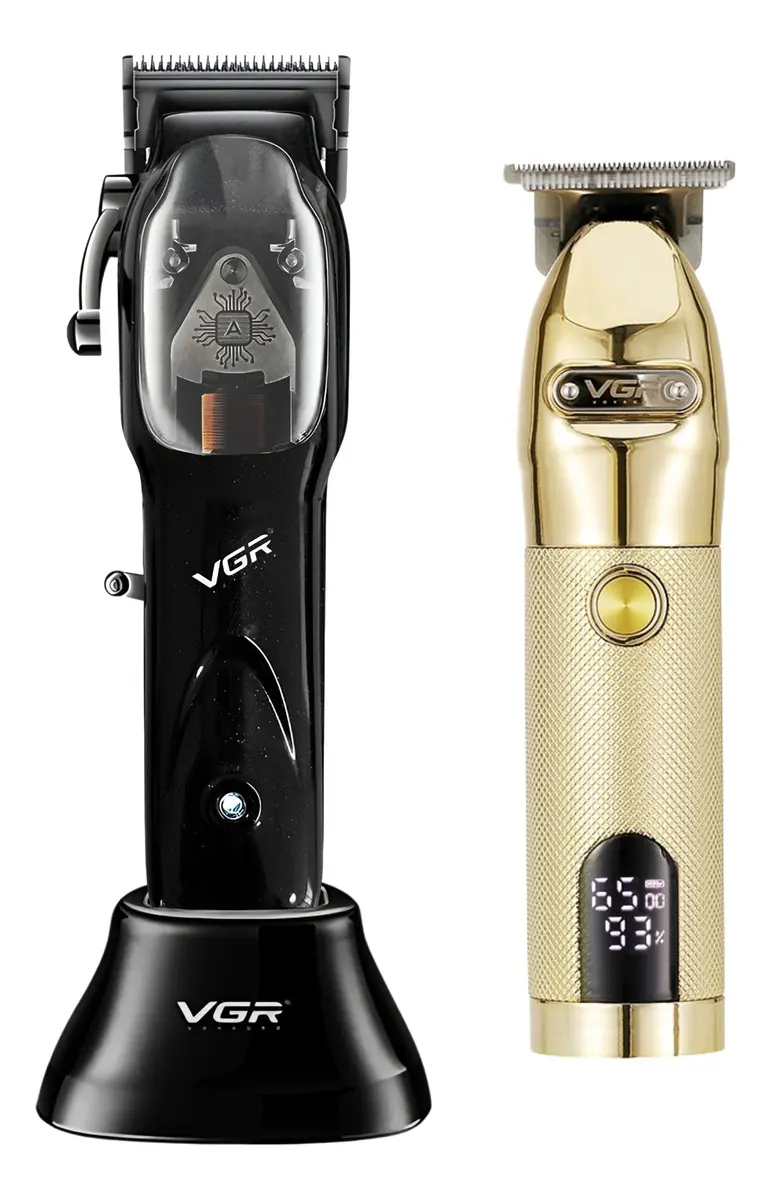 Maquina Para Cortar Cabello Pelo Combo Vgr Clipper, Trimmer Color Negro