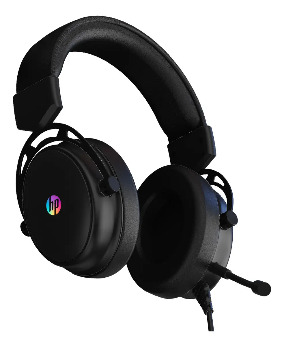 Audífonos Gamer Over-ear Con Micrófono Con Conexión Usb Para Sonido Envolvente 7.1 Led Rgb Hp Negro Pc Ps4