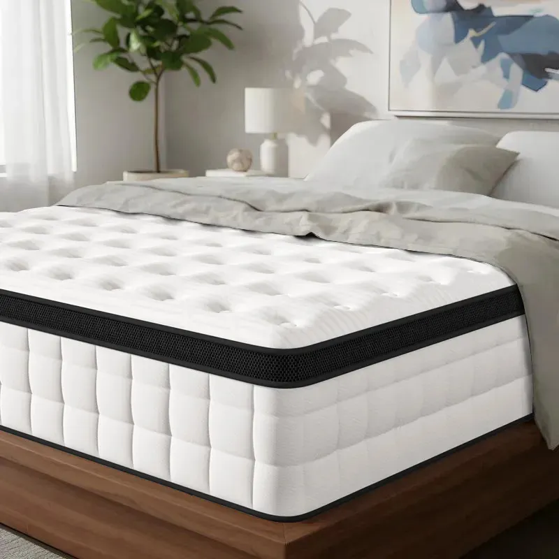 Colchón Matrimonial Híbrido Lalulu con Memory Foam y Resortes Ensacados, Hipoalergénico de 27 cm