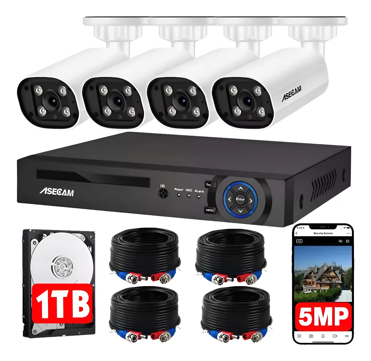 Kit Cámaras De Seguridad 5mp Con Audio Y 8 Canales Dvr 1tb