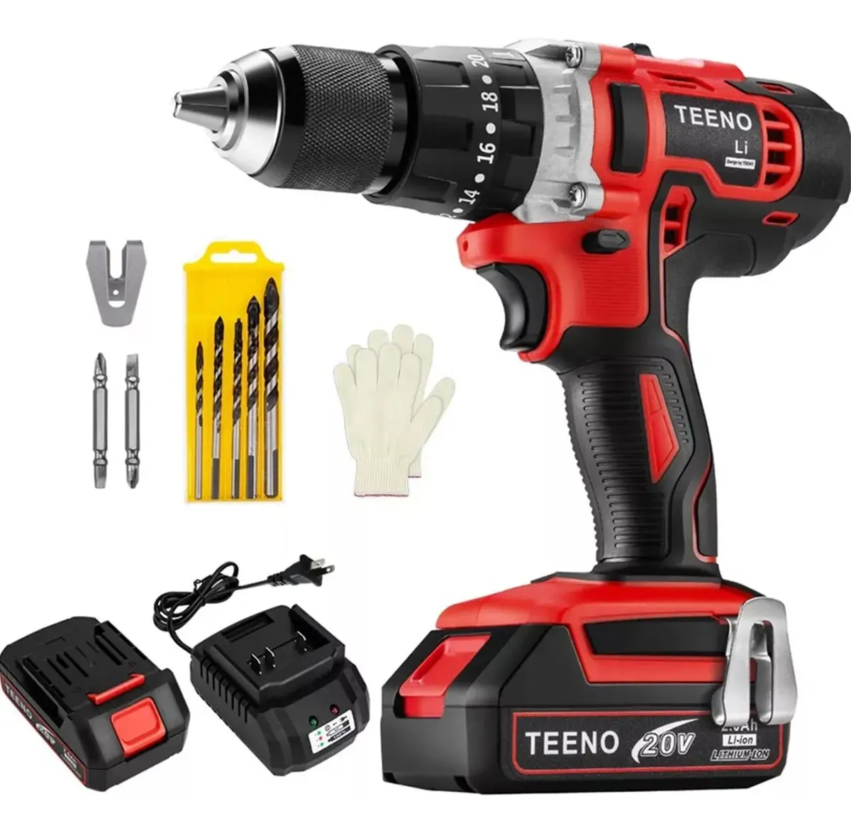 Taladro Atornillador 1/2 1*2.0ah Batería Liti 20v Teeno-916